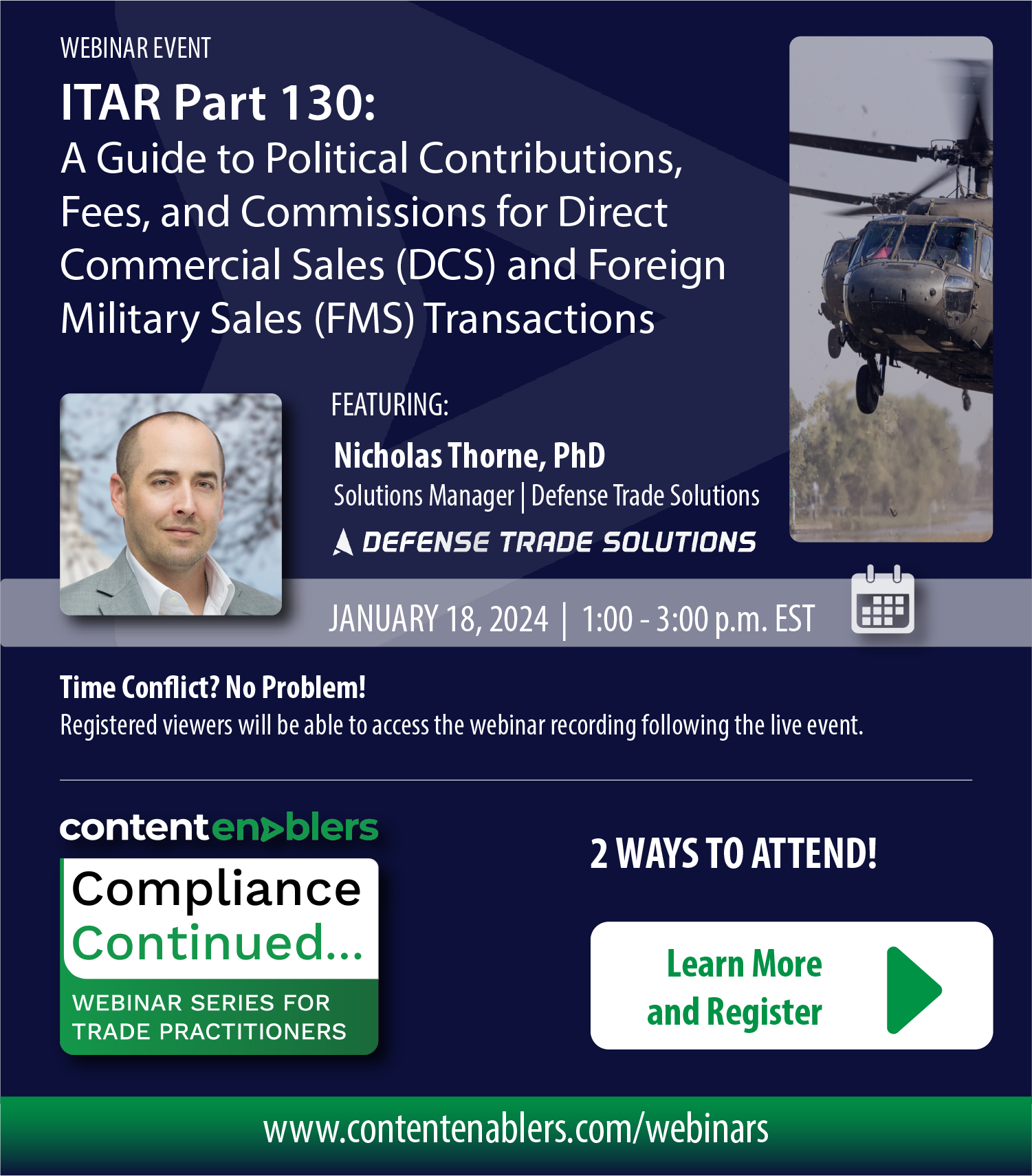 DTS’ Nicholas Thorne, PhD Presents on ITAR Part 130 Compliance » DTS