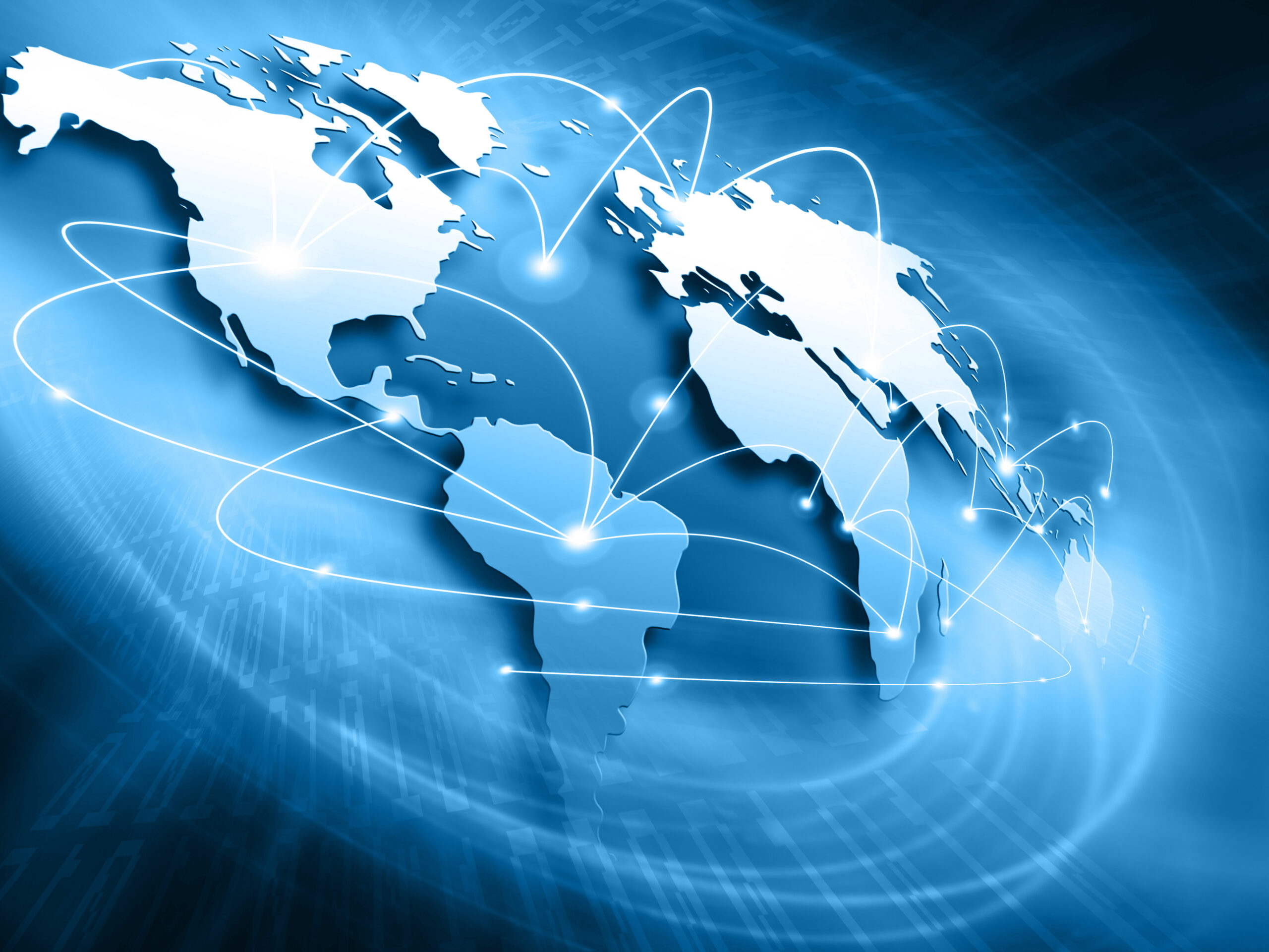 Global map with international trade connections